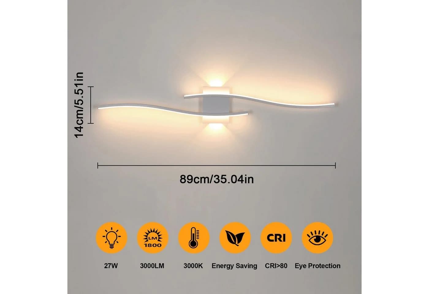 Riserva Wandleuchte Modern Weiß 89cm LED 27W