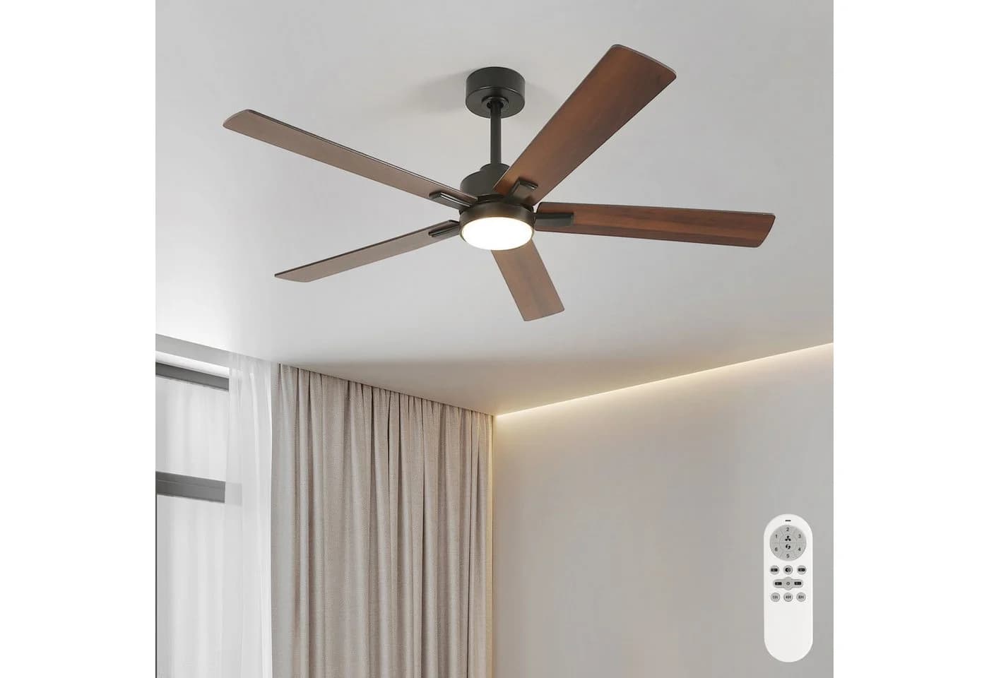Riserva Deckenventilator mit Licht, 132 cm, schwarz, inklusive Fernbedienung - Bild 2