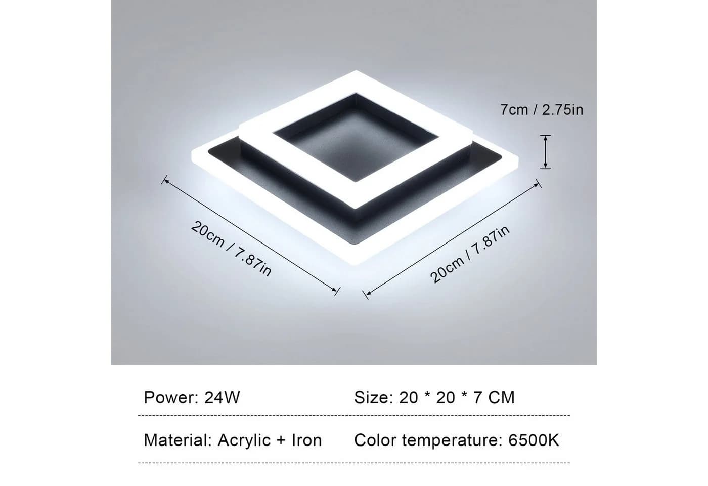 Riserva LED Deckenleuchte Schwarz 24W 6500K Acryl - Bild 4