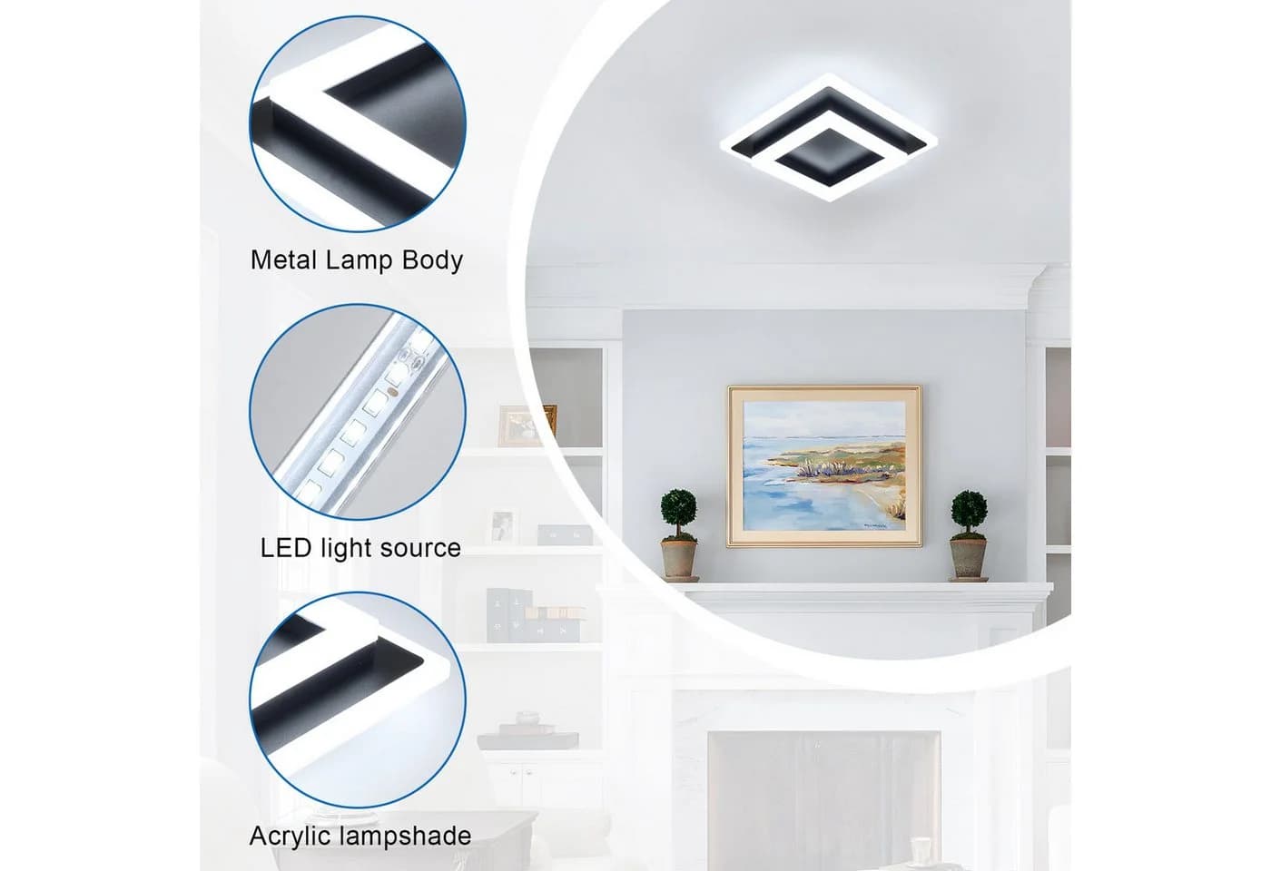 Riserva LED Deckenleuchte Schwarz 24W 6500K Acryl - Bild 5