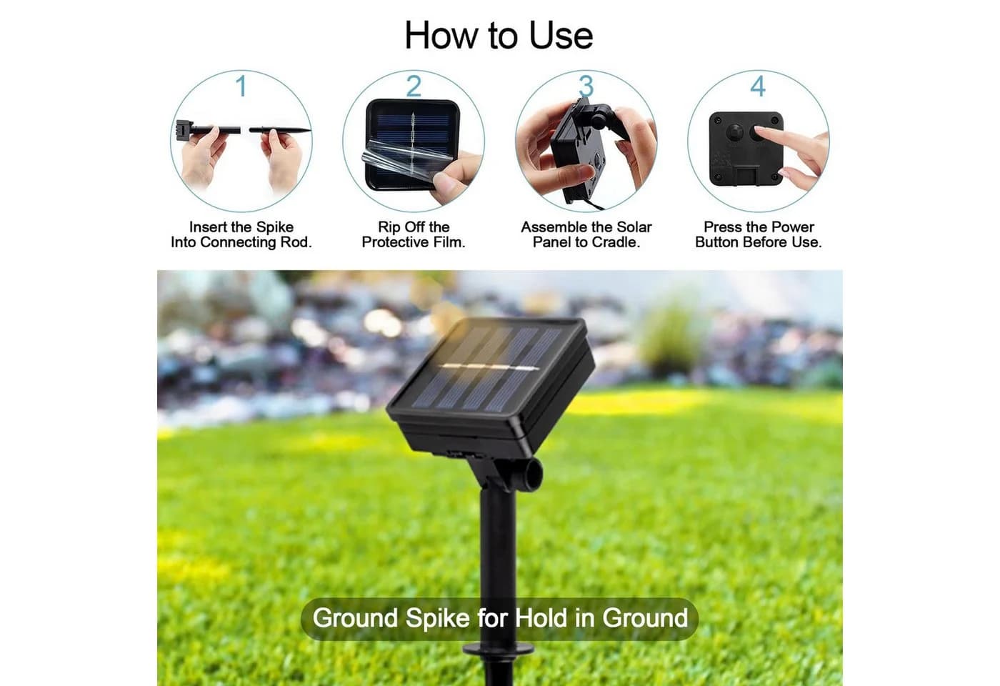 POPOLIC LED Solarleuchte Solar-Lichterkette 12m 100 LEDs 8 Modi Bunt - Bild 5