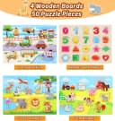 POPOLIC Steckpuzzle 4er-Set Holzpuzzle 50 Teile 5 Themen Bild 1