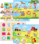 POPOLIC Steckpuzzle 4er-Set Holzpuzzle 50 Teile 5 Themen Bild 2