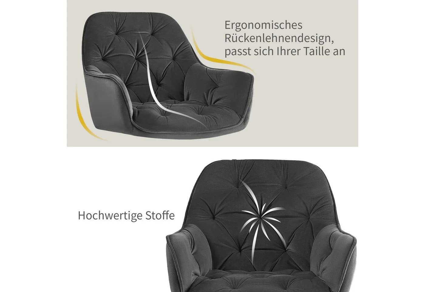 JYMTOM Esszimmerstuhl Samt Grau Armlehnen - Bild 5