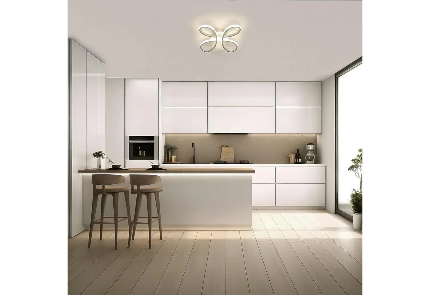 Riserva LED Deckenleuchte Blumenform Aluminium Silber 30W 4000K