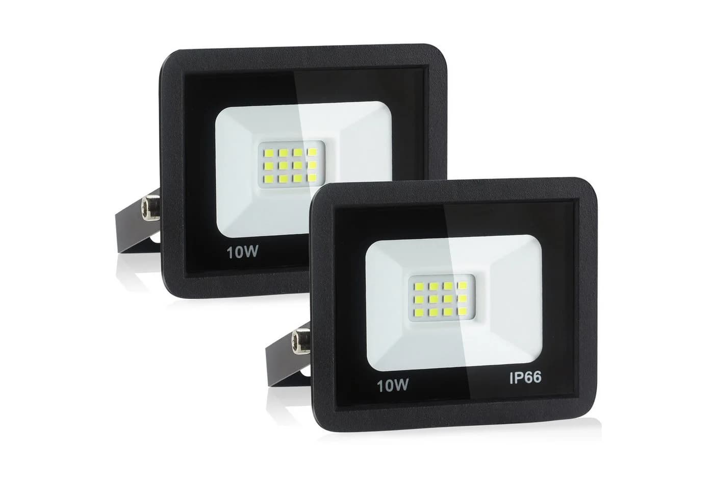 POPOLIC LED Flutlichtstrahler 2er Set Schwarz IP66 Kaltlicht 6000K - Bild 2