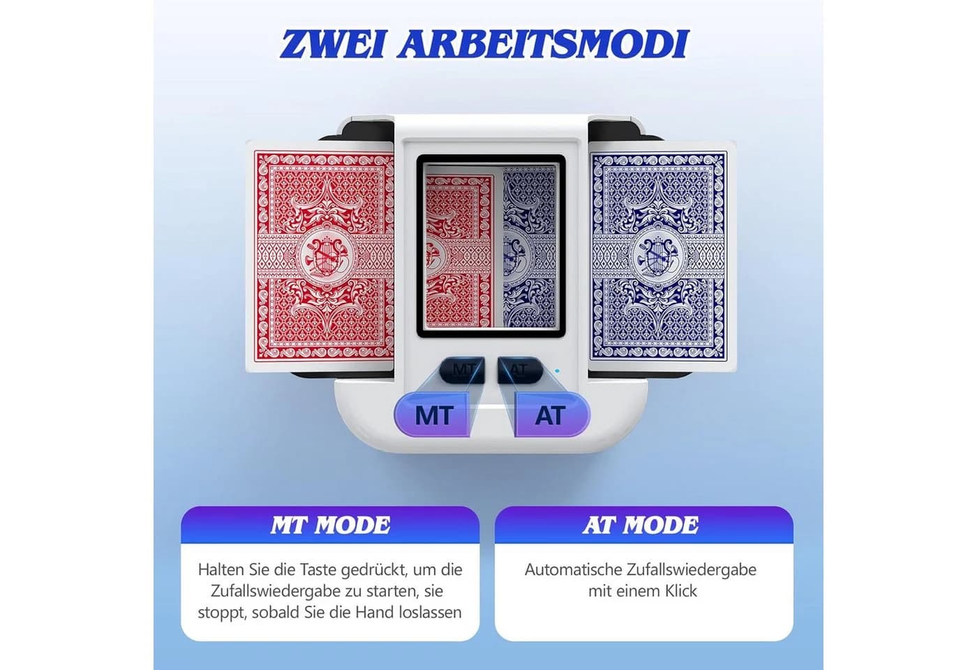 AKKEE Spiel Kartenmischmaschine Elektrische mit 2000 mAh Akku für 2 Decks - Bild 4