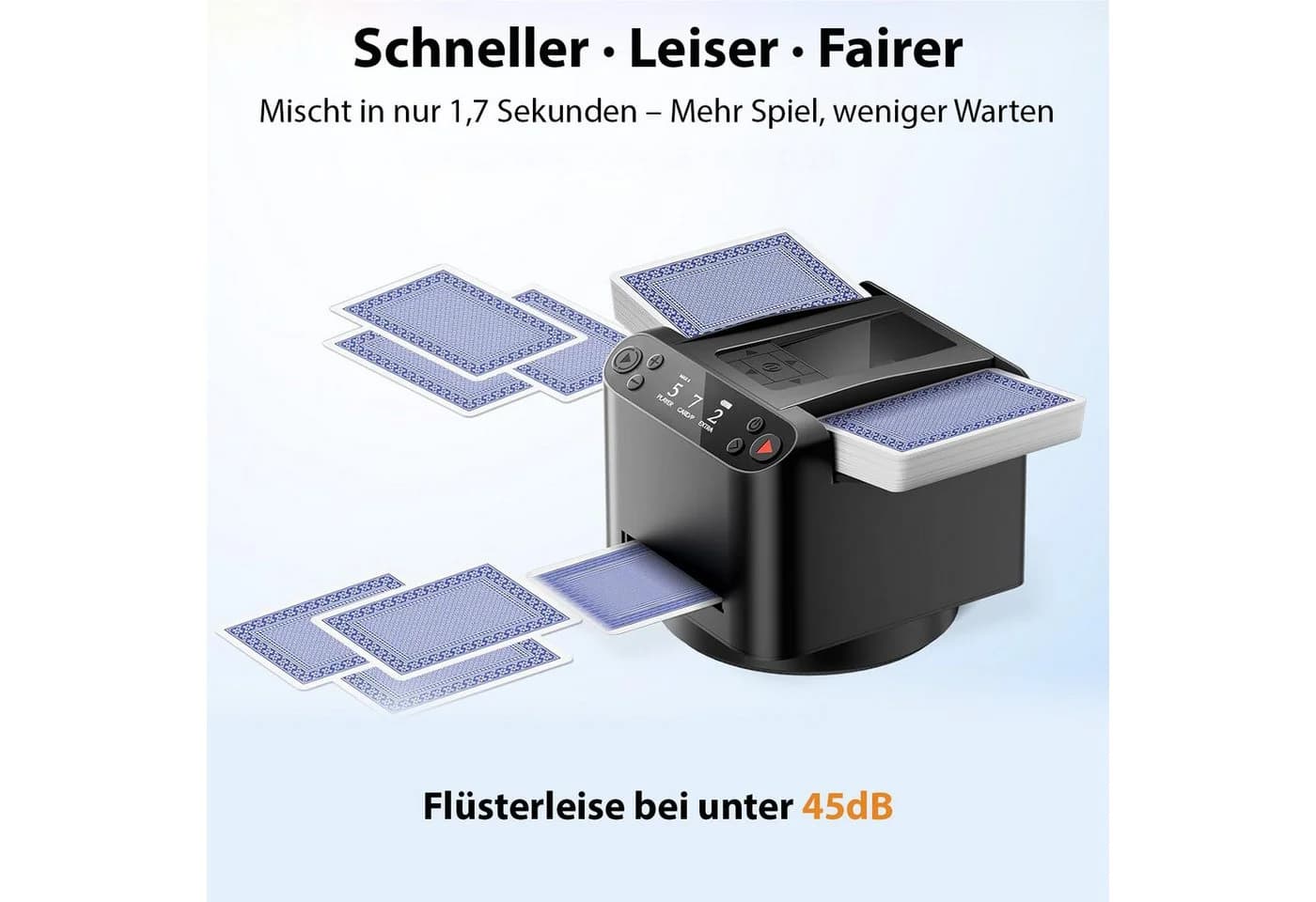 AKKEE Elektrische Kartenmischmaschine mit 5200 mAh Akku Schwarz