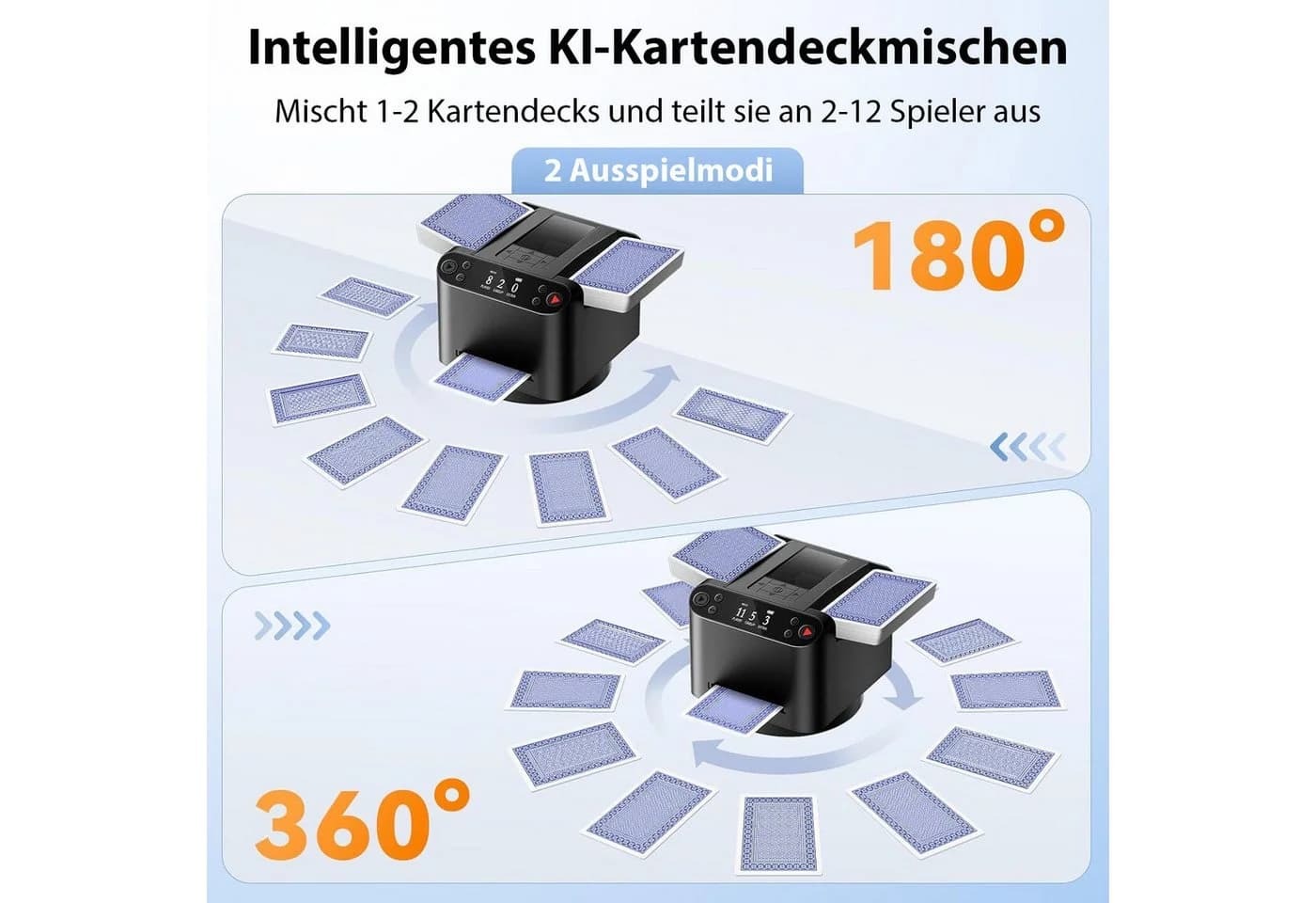 AKKEE Elektrische Kartenmischmaschine mit 5200 mAh Akku Schwarz - Bild 3