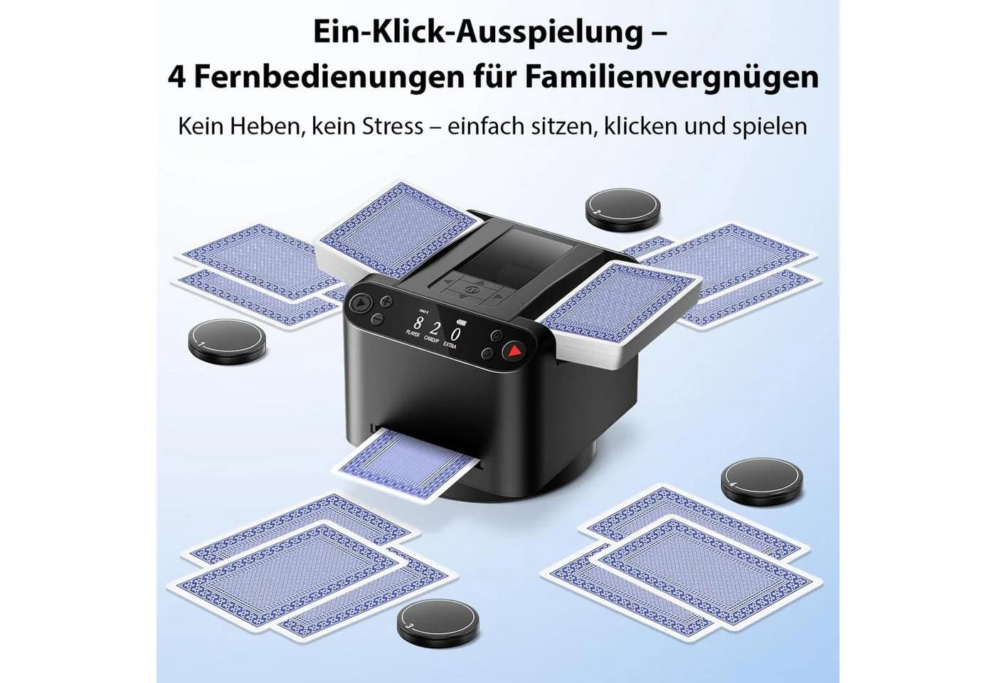 AKKEE Elektrische Kartenmischmaschine mit 5200 mAh Akku Schwarz - Bild 4