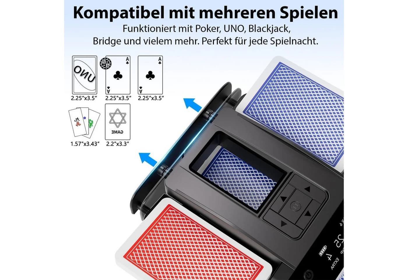 AKKEE Elektrische Kartenmischmaschine mit 5200 mAh Akku Schwarz - Bild 5