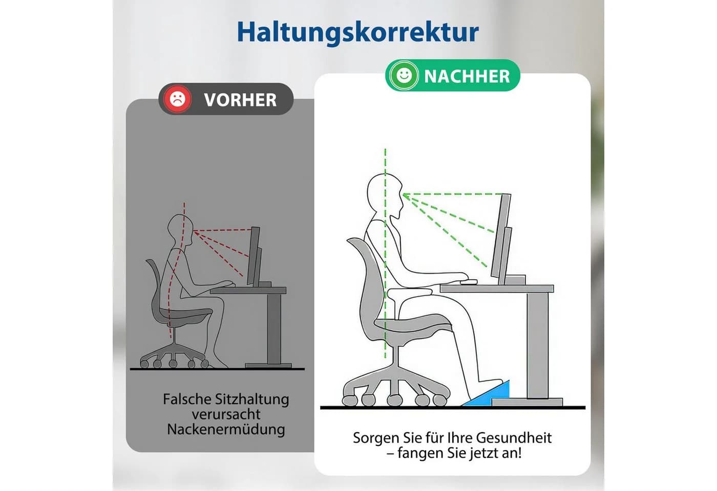 AKKEE Fußhocker Höhenverstellbar Schwarz mit Massageoberfläche - Bild 4