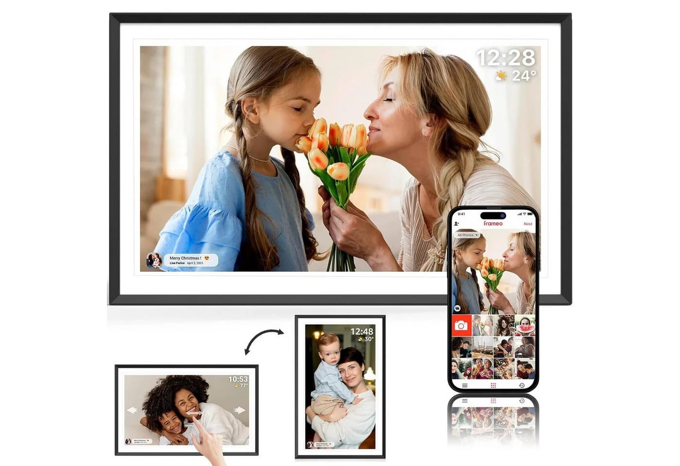 AKKEE Digitaler Bilderrahmen 15,6 Zoll WiFi Touchscreen Schwarz/Weiß - Bild 2