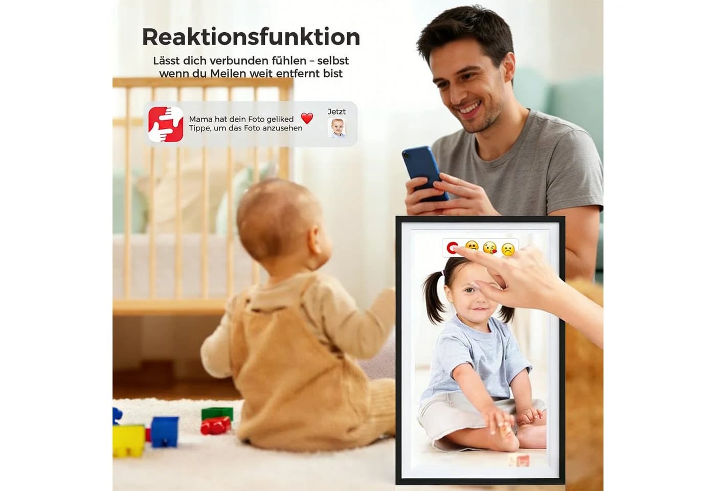 AKKEE Digitaler Bilderrahmen 15,6 Zoll WiFi Touchscreen Schwarz/Weiß - Bild 3