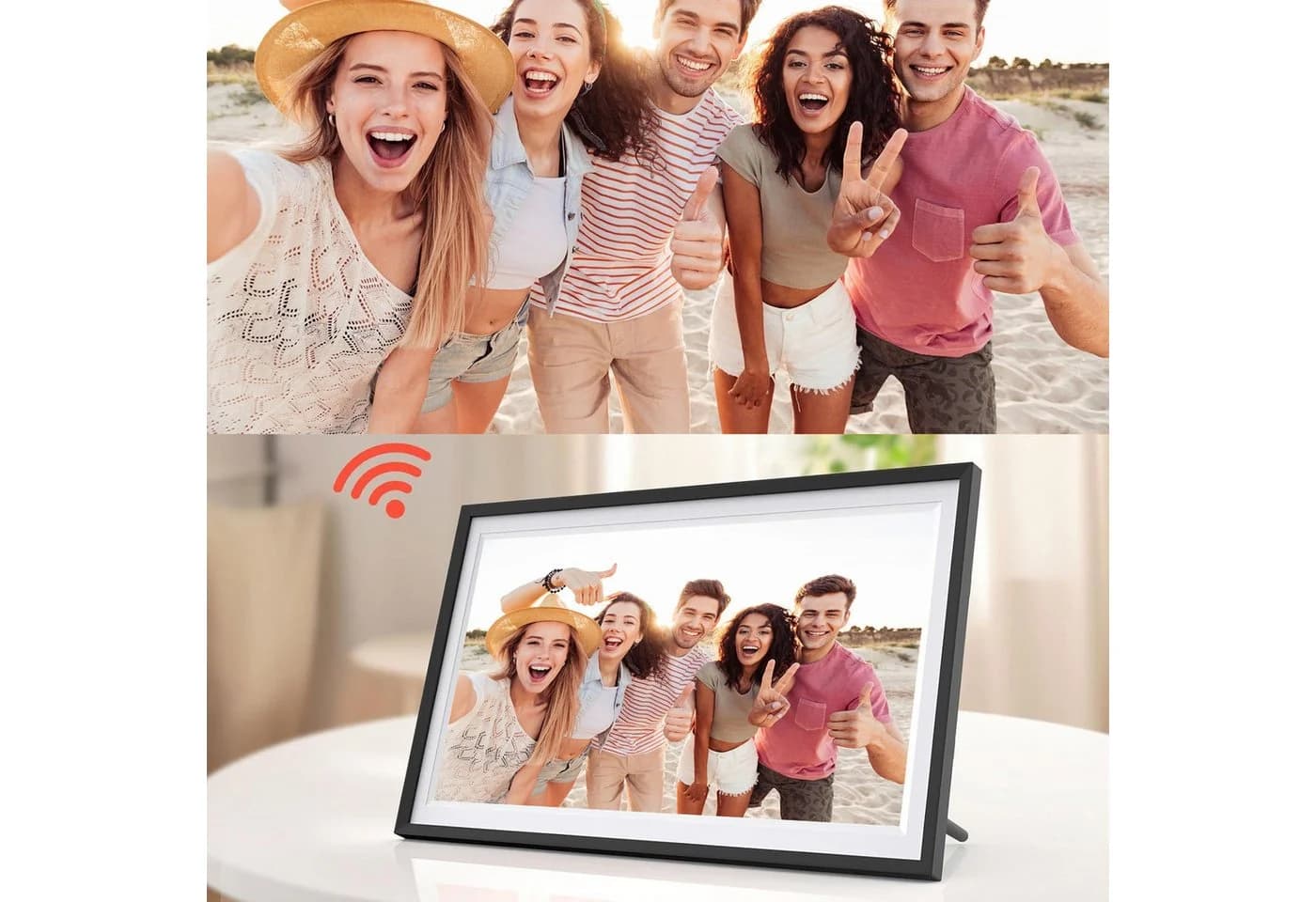 AKKEE Digitaler Bilderrahmen 15,6 Zoll WiFi Touchscreen Schwarz/Weiß - Bild 4