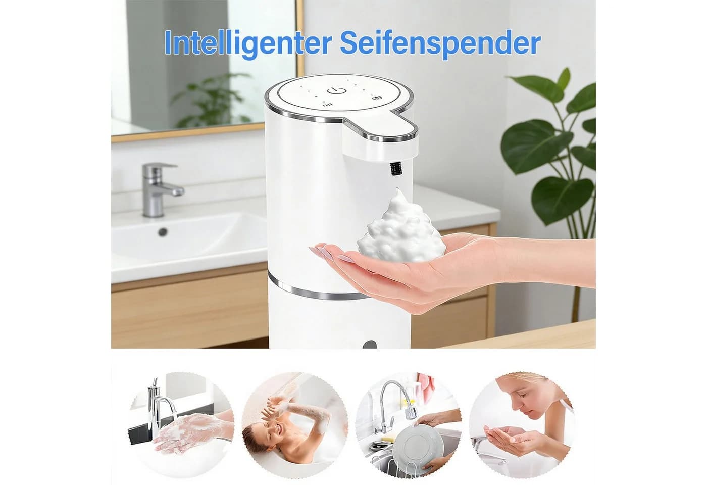 AKKEE Automatischer Seifenspender Weiß Infrarotsensor 380ml