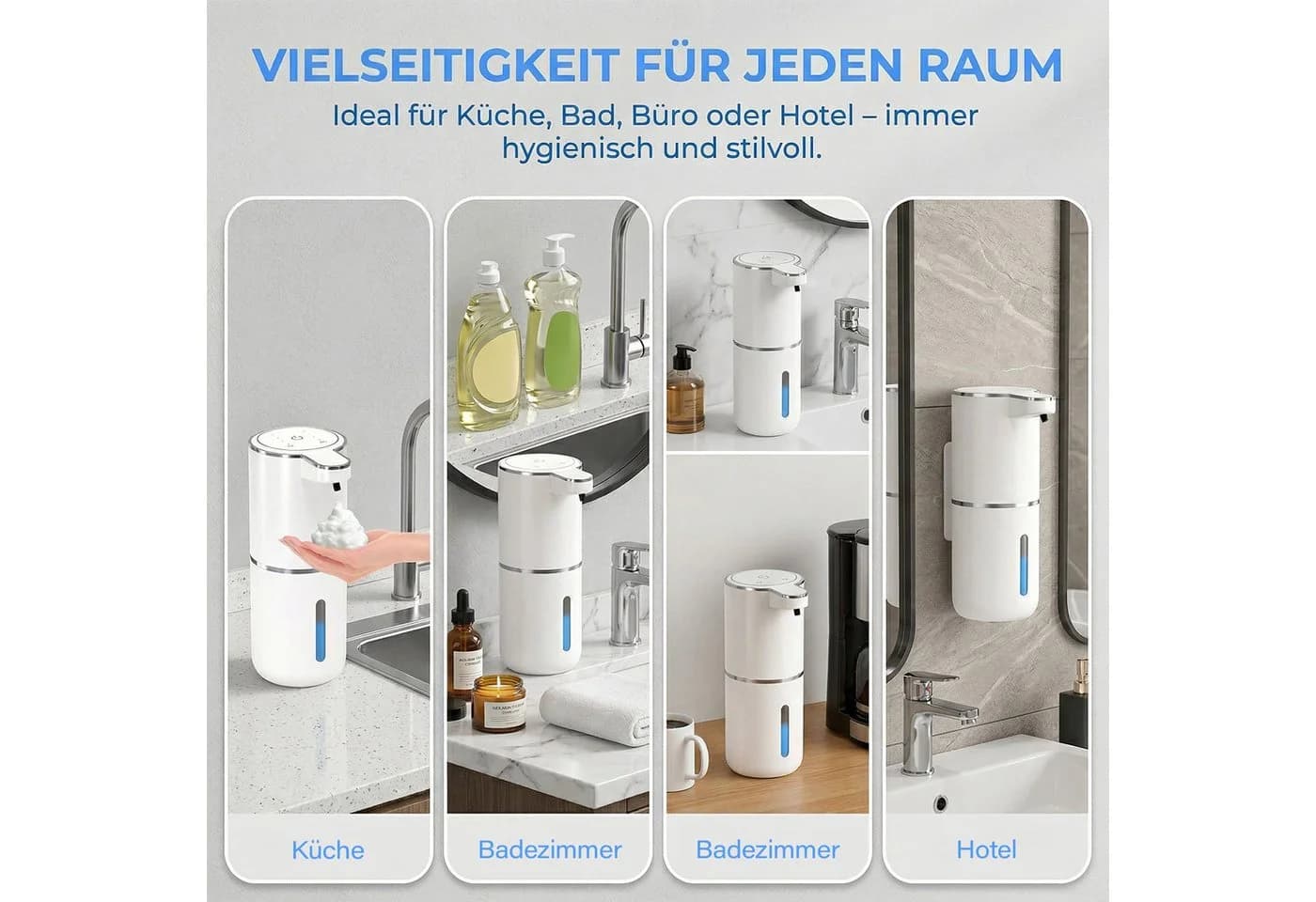 AKKEE Automatischer Seifenspender Weiß Infrarotsensor 380ml - Bild 3