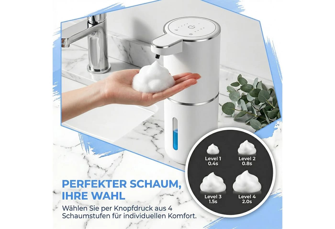 AKKEE Automatischer Seifenspender Weiß Infrarotsensor 380ml - Bild 4
