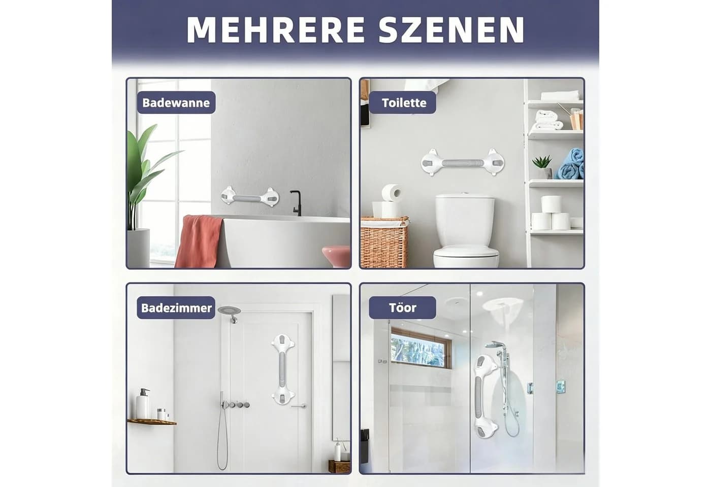 AKKEE Haltegriff mit Saugnapf Grau/Weiß Ohne Bohren - Bild 4