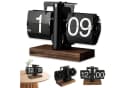AKKEE Retro Pendeltischuhr Schwarz Metall Holz Flip-Down Bild 2