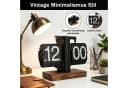 AKKEE Retro Pendeltischuhr Schwarz Metall Holz Flip-Down Bild 3
