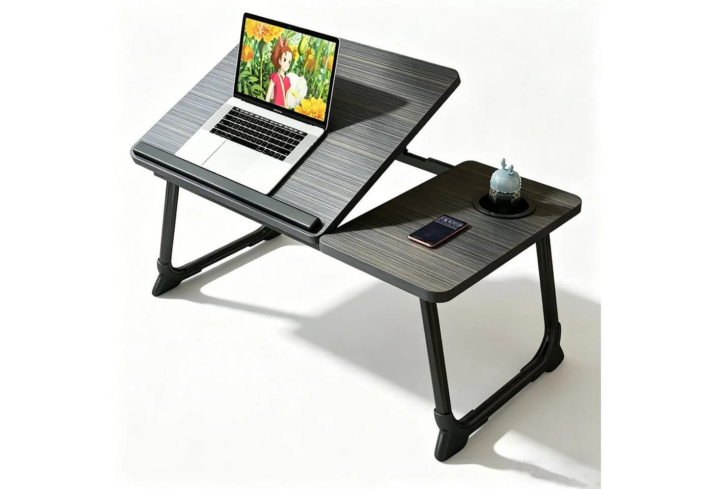 AKKEE Laptoptisch Faltbar Schwarz Ergonomisch Mit Getränkehalter - Bild 2