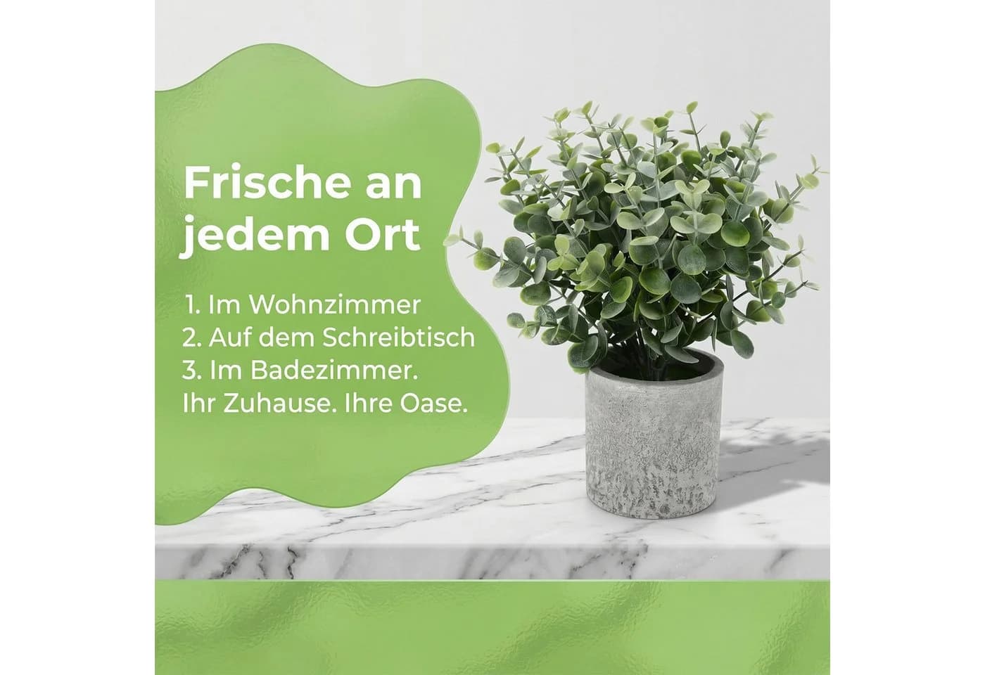 AKKEE 5er-Set Mini Kunstpflanzen Grün Grau Pflegeleicht - Bild 5