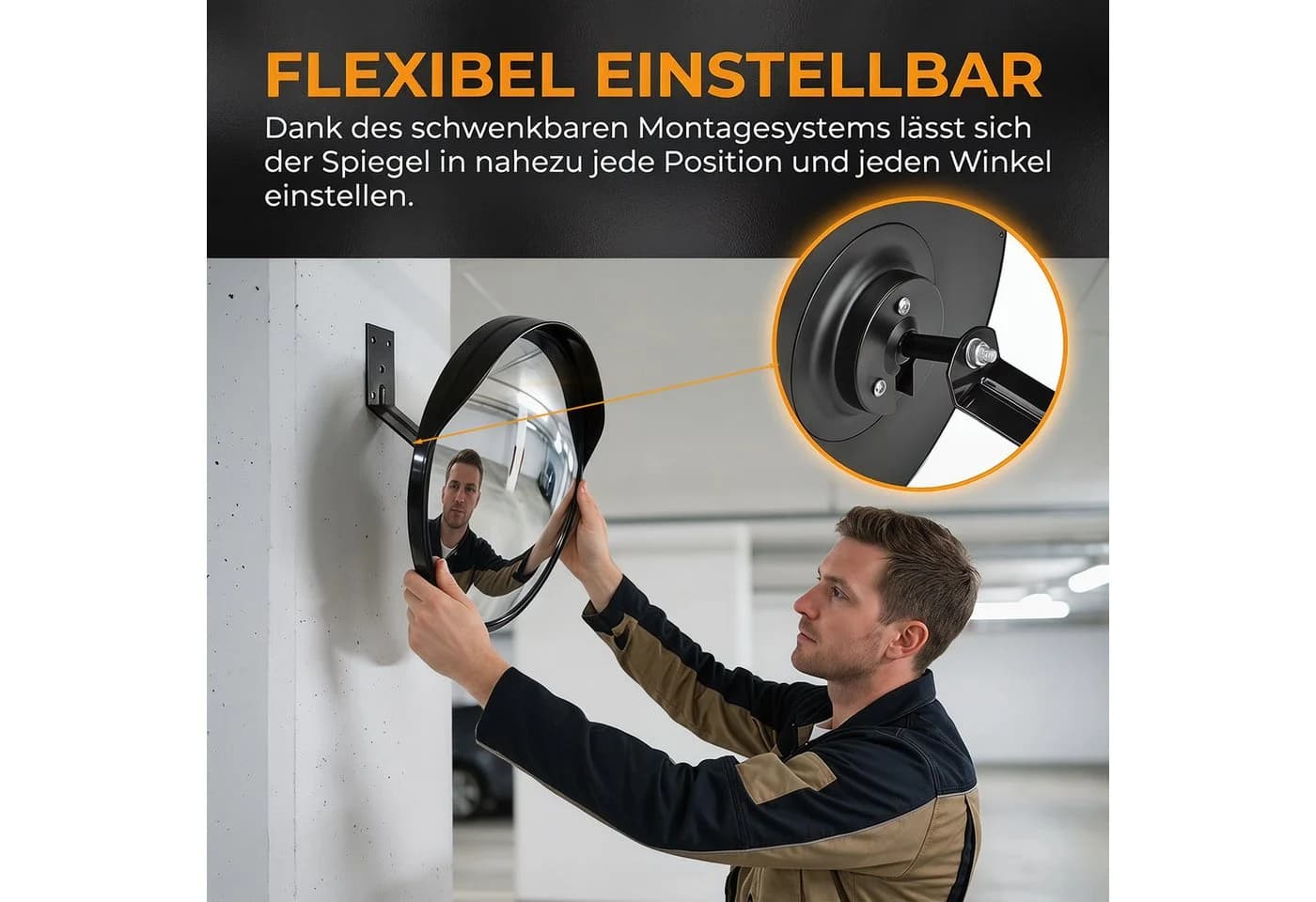 AKKEE Konvexspiegel 30 cm Schwarz Verkehrsspiegel - Bild 3