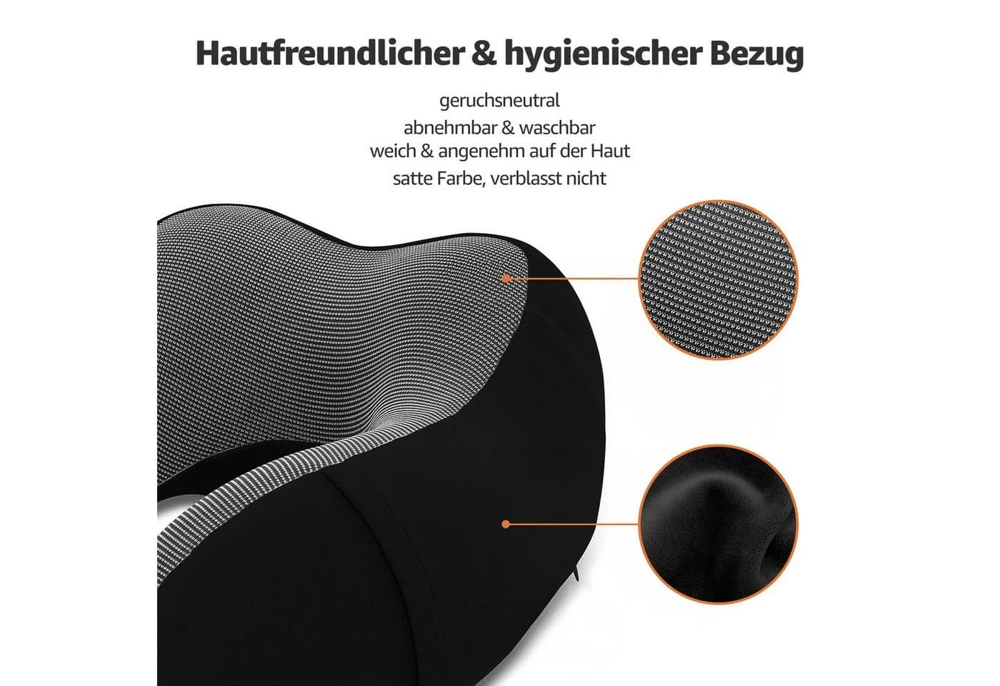 AKKEE Nackenhörnchen Nackenkissen Memory-Schaum Schwarz mit Schlafmaske - Bild 4