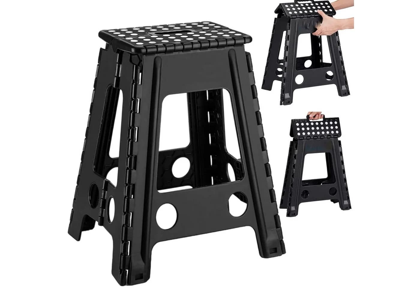 AKKEE Tritthocker Klapphocker faltbar Schwarz Kunststoff - Bild 2