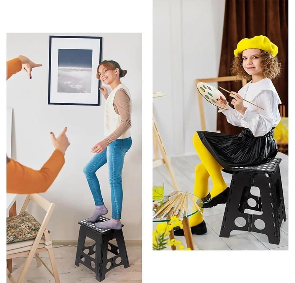 AKKEE Tritthocker Klapphocker faltbar Schwarz Kunststoff - Bild 3