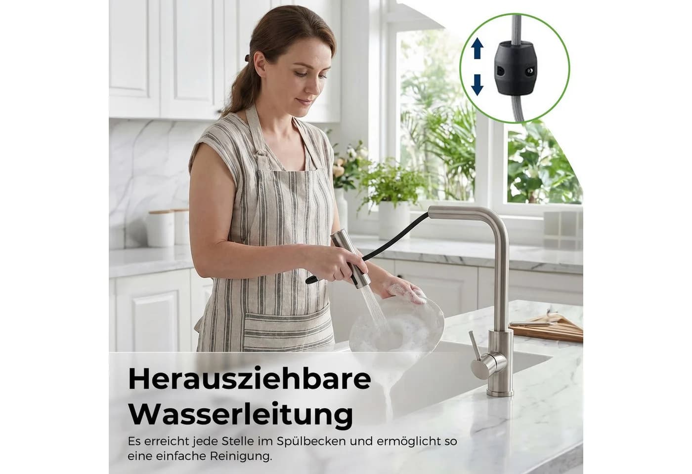 AKKEE Ausziehbare Küchenarmatur 360° Edelstahl Silber - Bild 3