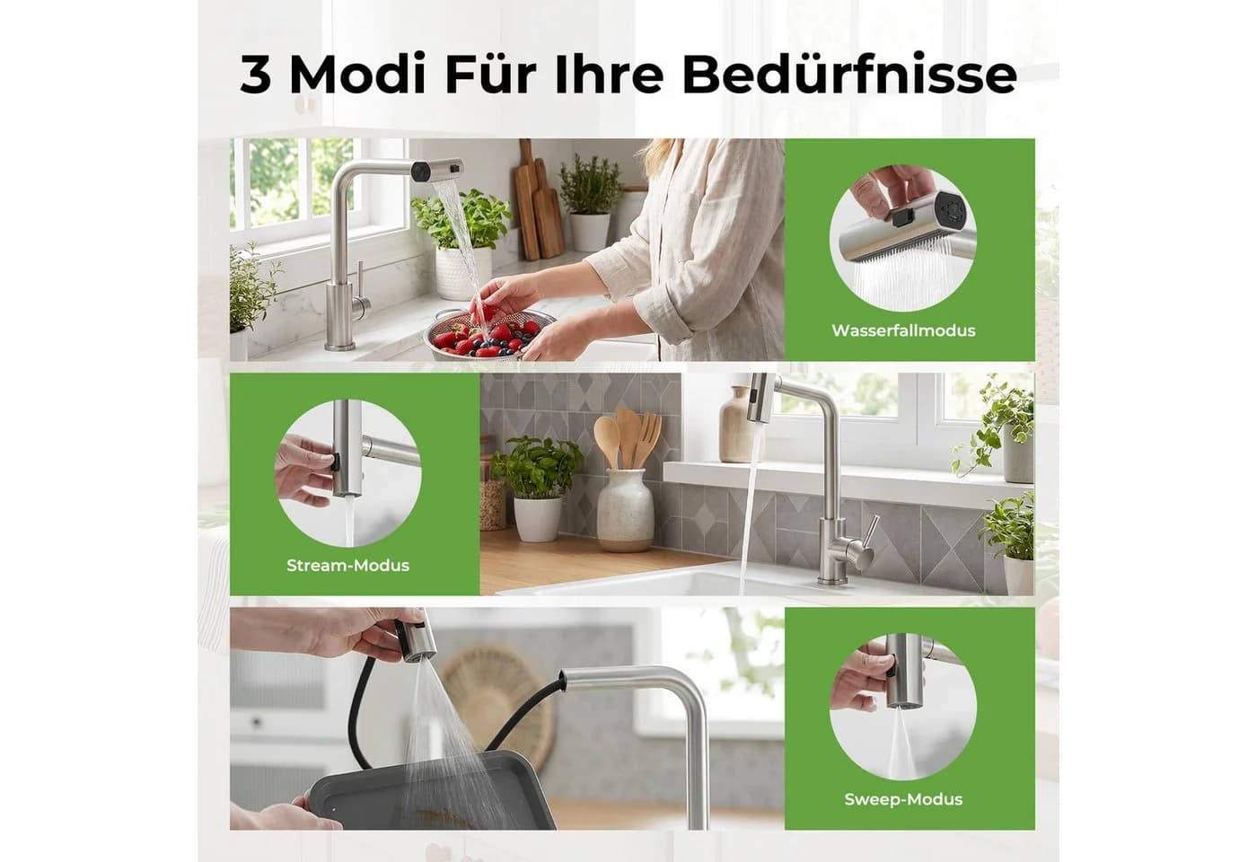 AKKEE Ausziehbare Küchenarmatur 360° Edelstahl Silber - Bild 4