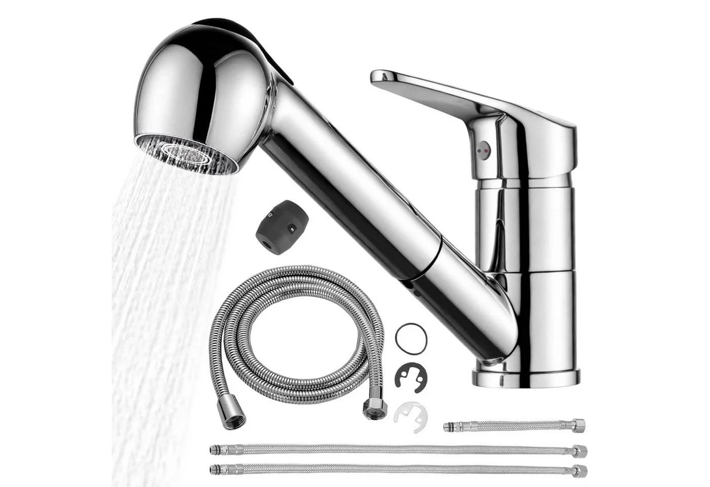 AKKEE Küchenarmatur Ausziehbar Chrom Silber 360° - Bild 2