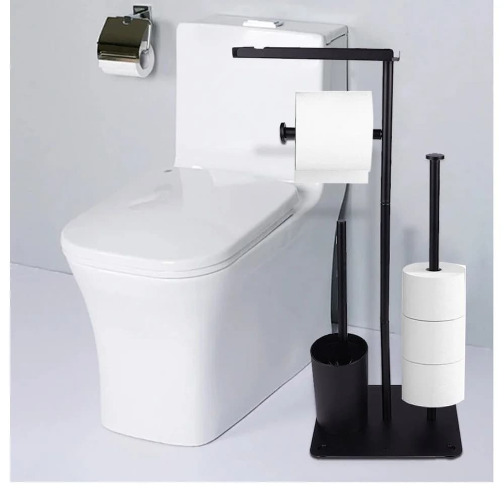 AKKEE Toilettenpapierhalter WC-Set Schwarz Edelstahl 3-in-1