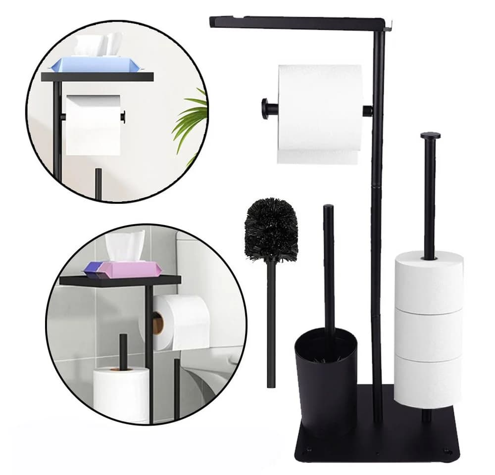AKKEE Toilettenpapierhalter WC-Set Schwarz Edelstahl 3-in-1 - Bild 2