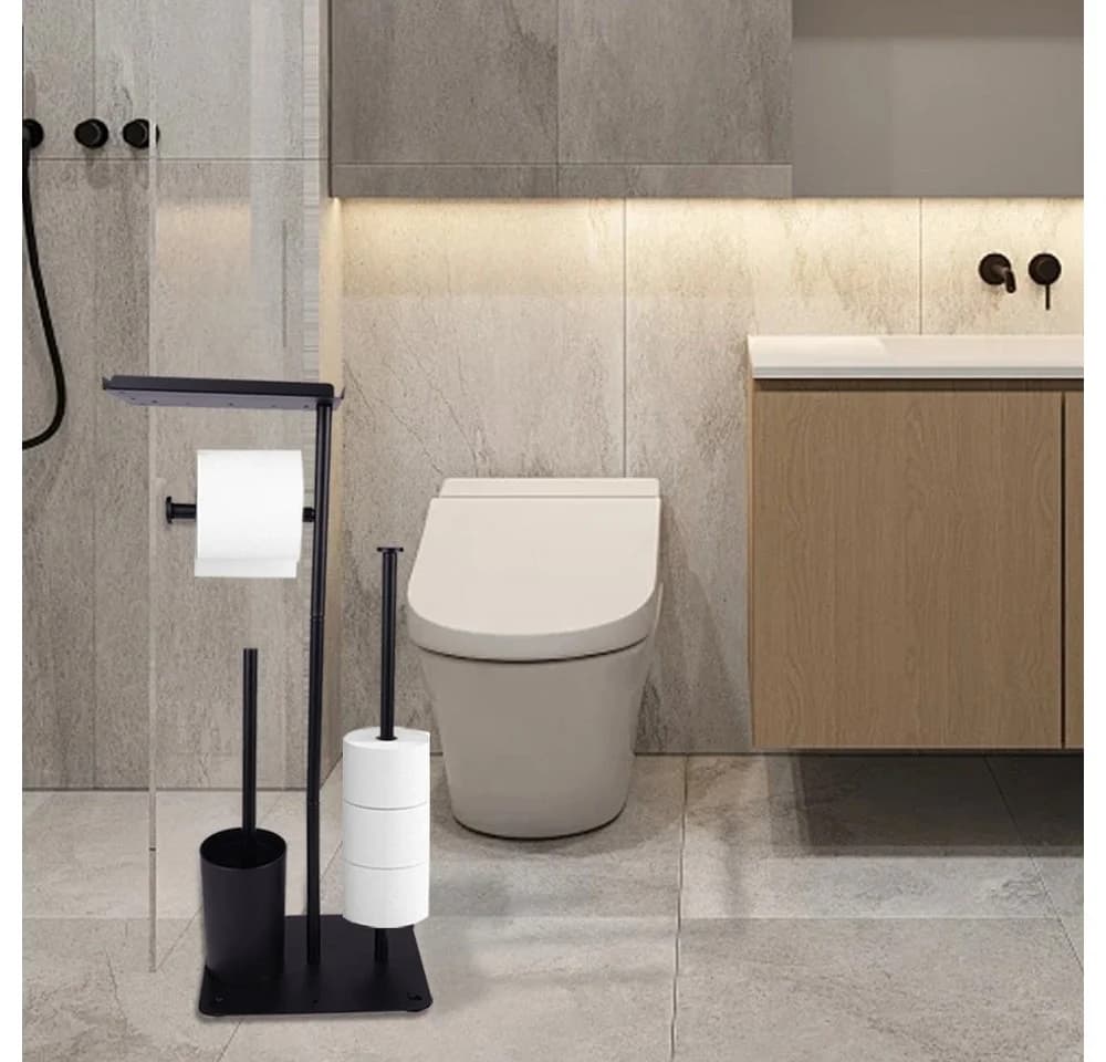 AKKEE Toilettenpapierhalter WC-Set Schwarz Edelstahl 3-in-1 - Bild 3