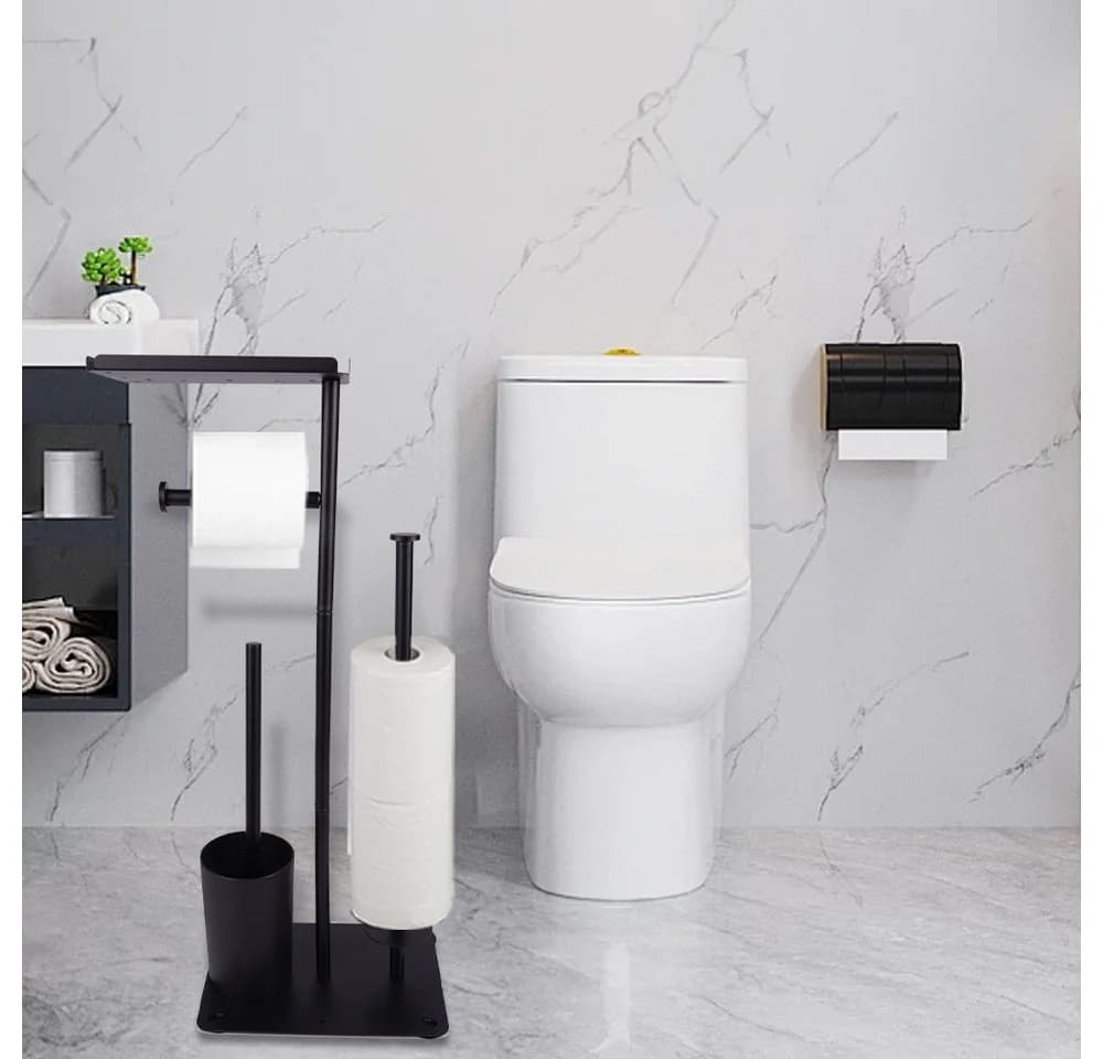AKKEE Toilettenpapierhalter WC-Set Schwarz Edelstahl 3-in-1 - Bild 4