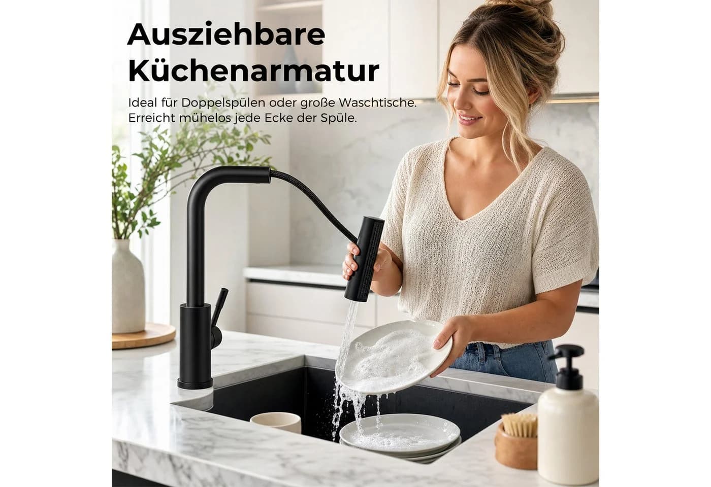 AKKEE Ausziehbare Küchenarmatur 360° Edelstahl - Bild 3