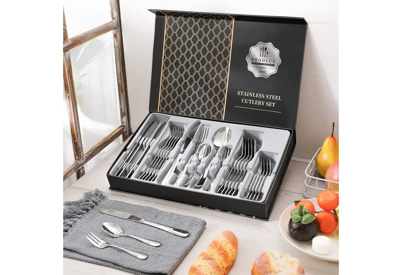 AKKEE Besteck-Set 30-tlg. Edelstahl Spiegelpoliert Silber