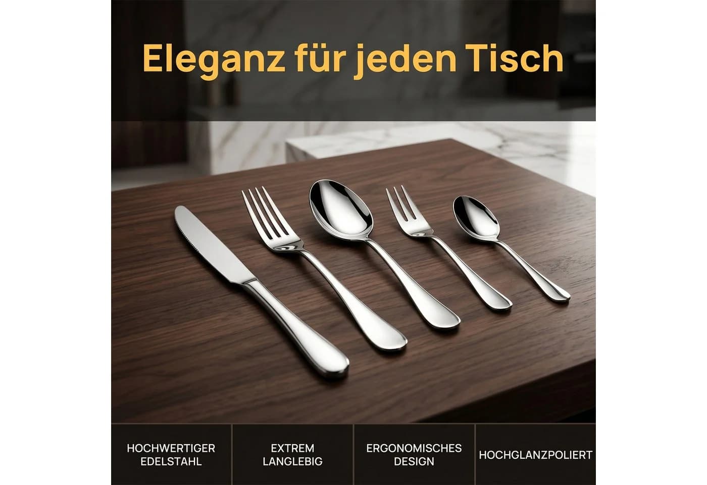 AKKEE Besteck-Set 30-tlg. Edelstahl Spiegelpoliert Silber - Bild 3