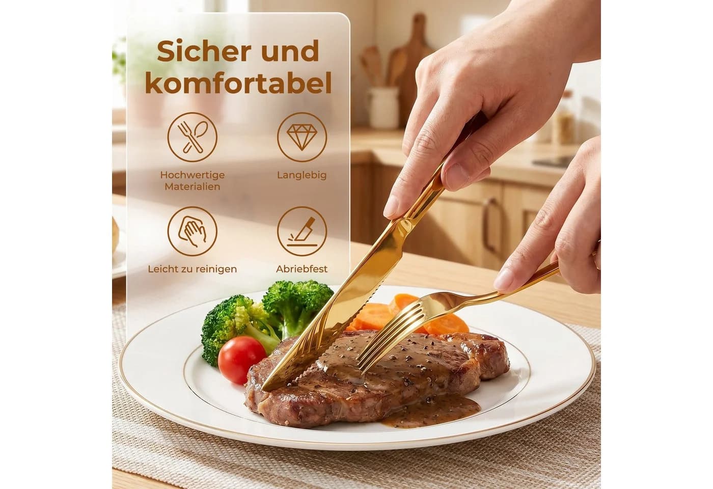 AKKEE Besteck-Set 24-tlg. Gold Edelstahl für 6 Personen - Bild 3
