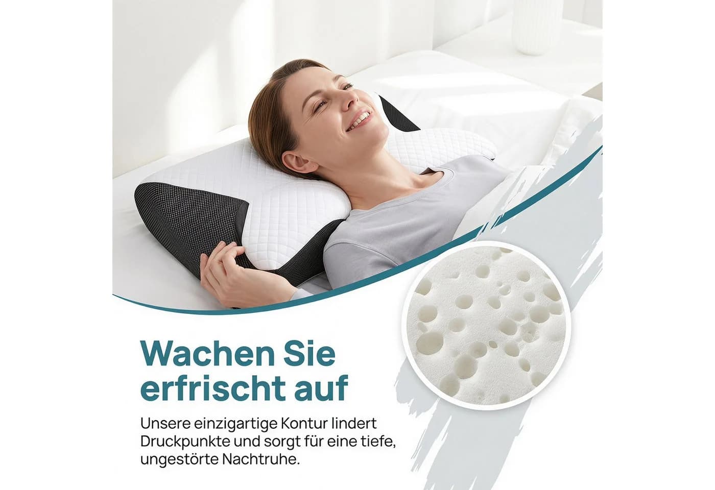 AKKEE Nackenstützkissen Orthopädisches Memory Foam Kopfkissen - Bild 3