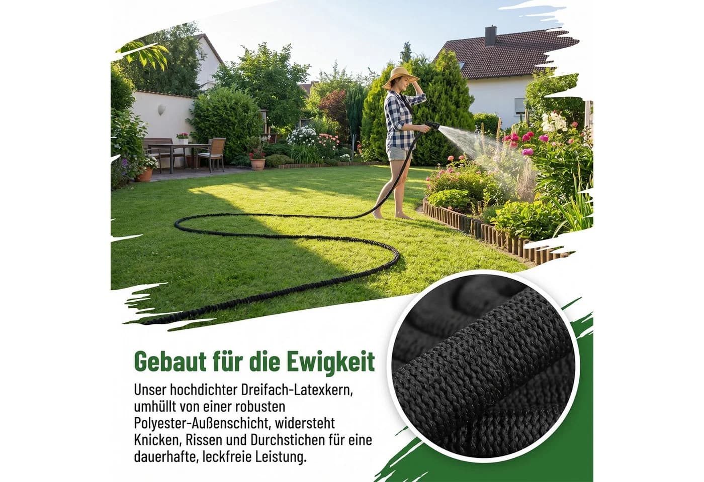 AKKEE Einziehbarer Gartenschlauch 30m Schwarz 7 Sprühmodi - Bild 3
