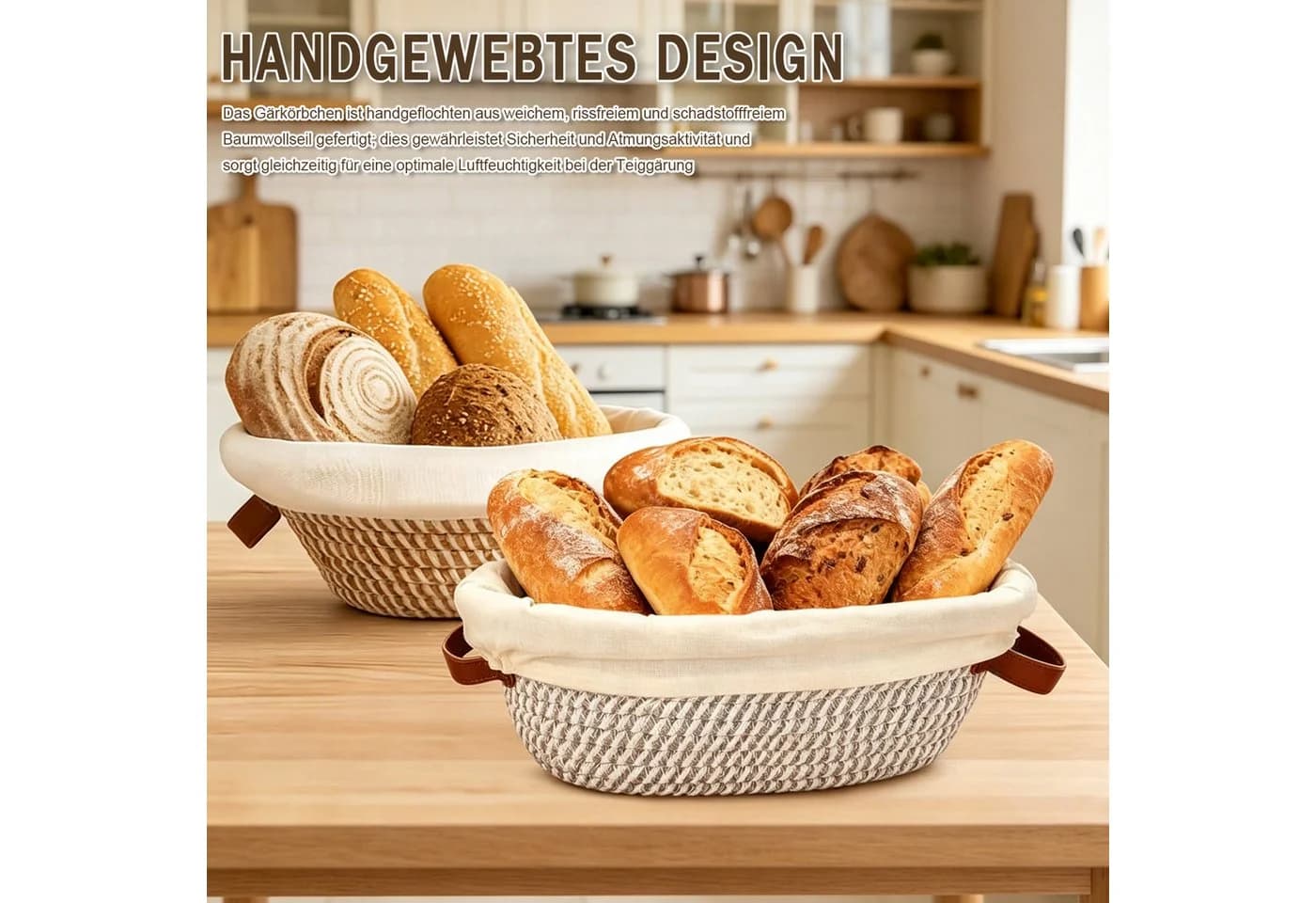 AKKEE Gärkorb 21-teilig Sauerteig-Starter-Set Grau/Braun