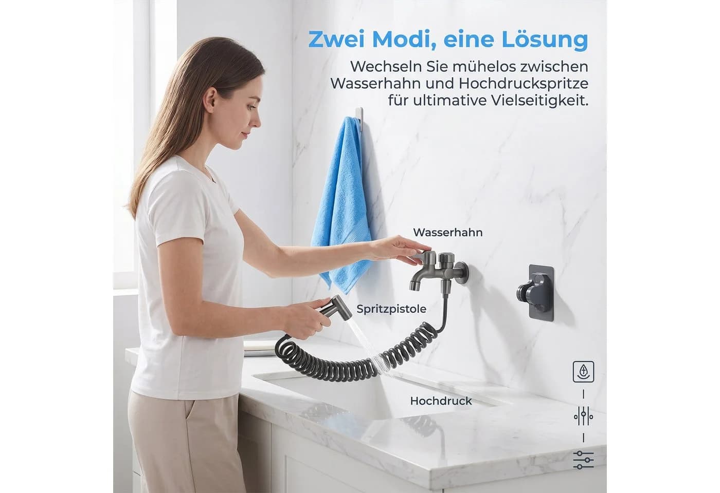 AKKEE Küchenarmatur mit Handspritzpistole Anthrazit Messing - Bild 4