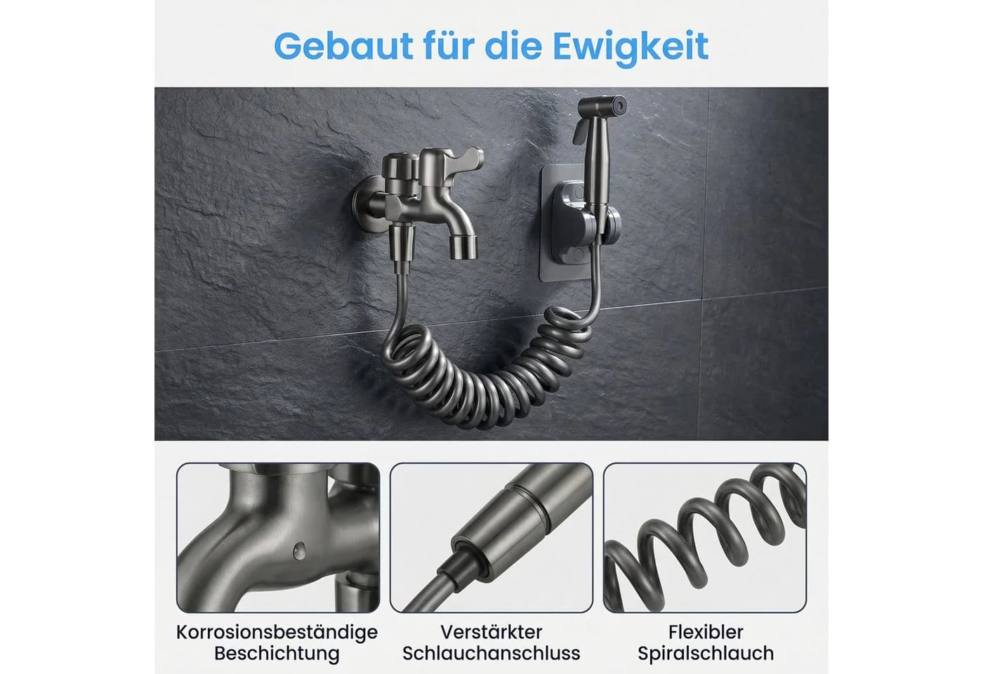 AKKEE Küchenarmatur mit Handspritzpistole Anthrazit Messing - Bild 5