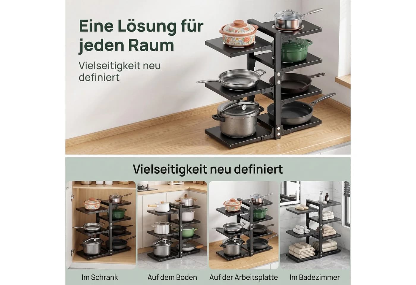 AKKEE Geschirrständer 7-stufig verstellbar Schwarz - Bild 5