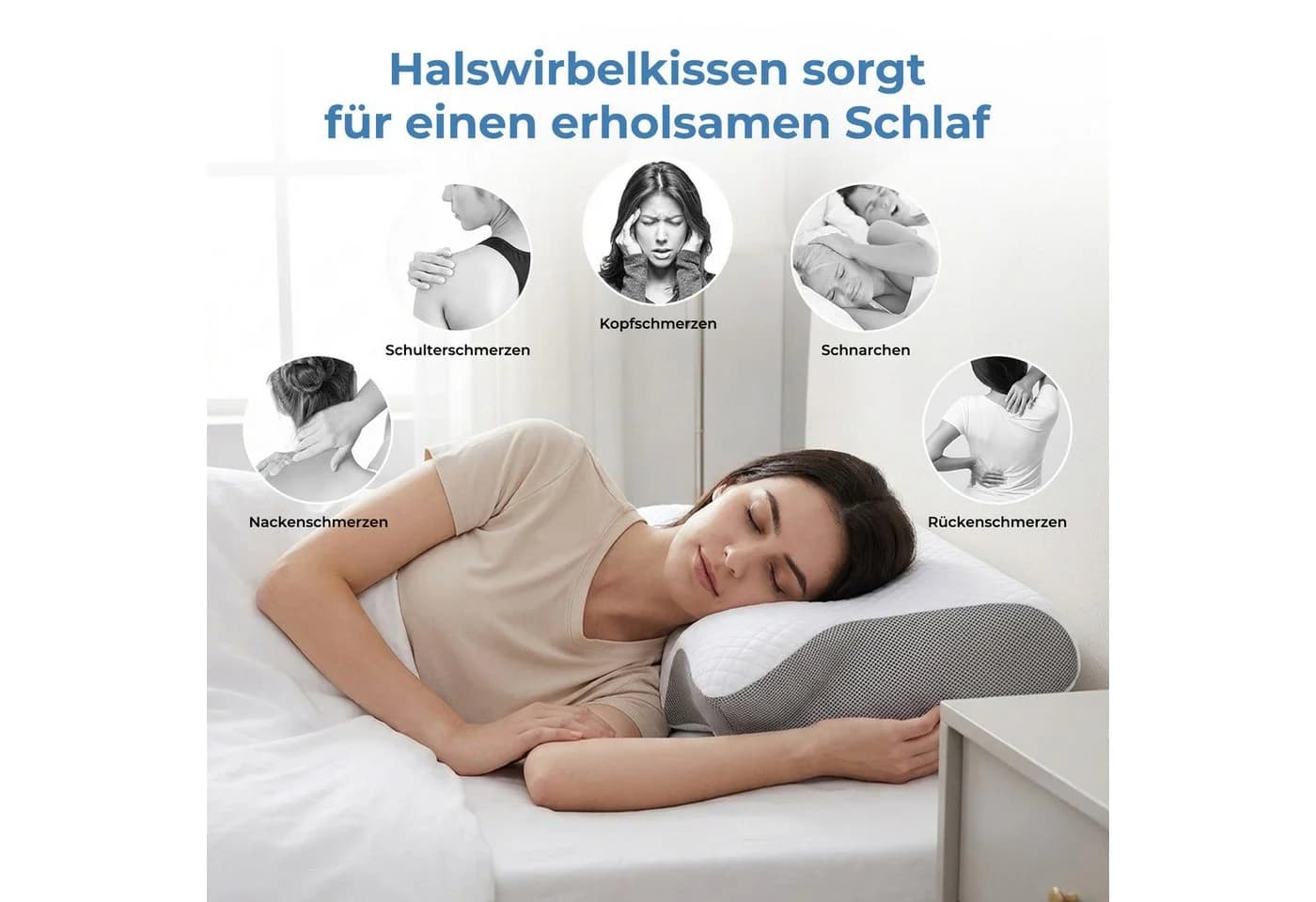 AKKEE Nackenstützkissen Orthopädisches Memory Foam Kissen Grau - Bild 3