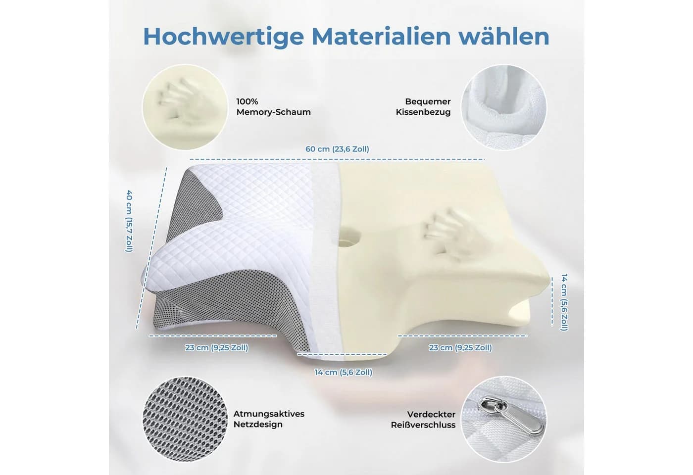 AKKEE Nackenstützkissen Orthopädisches Memory Foam Kissen Grau - Bild 4
